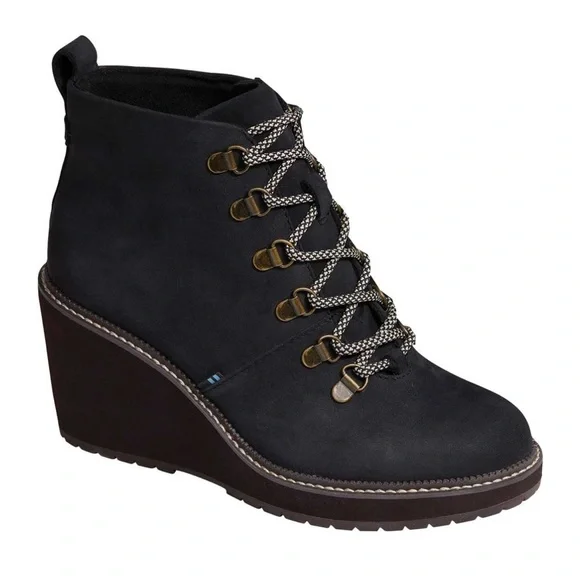 TOMS Women’s Water Resistant Winter Rubber Sole Lace Up Wedge Boots Size 11 New - Picture 2 of 7